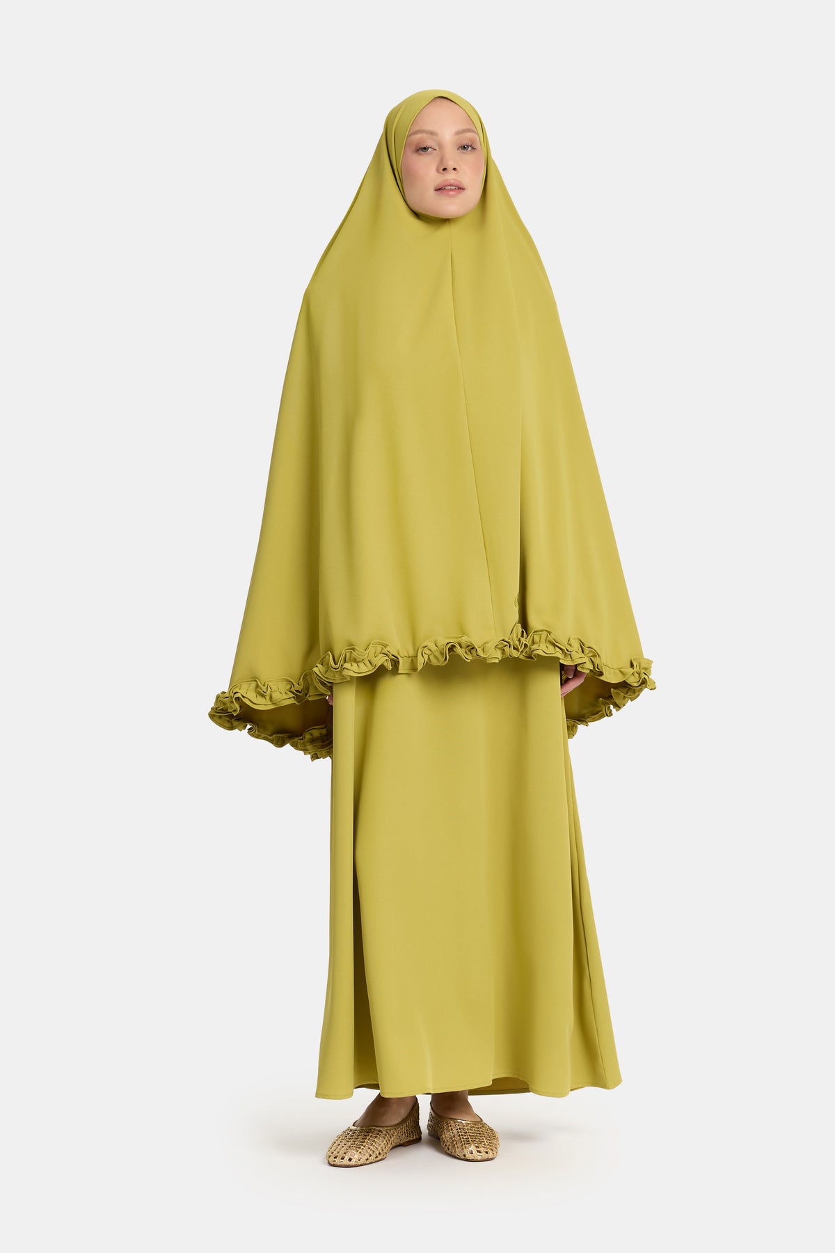 Wavy ruffle khimar Green Envy