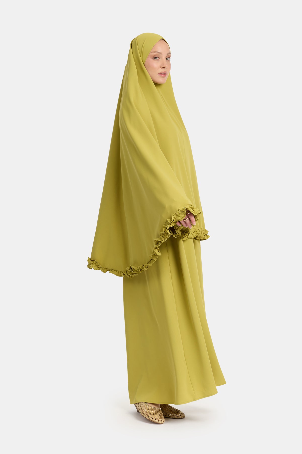 Wavy ruffle khimar Green Envy