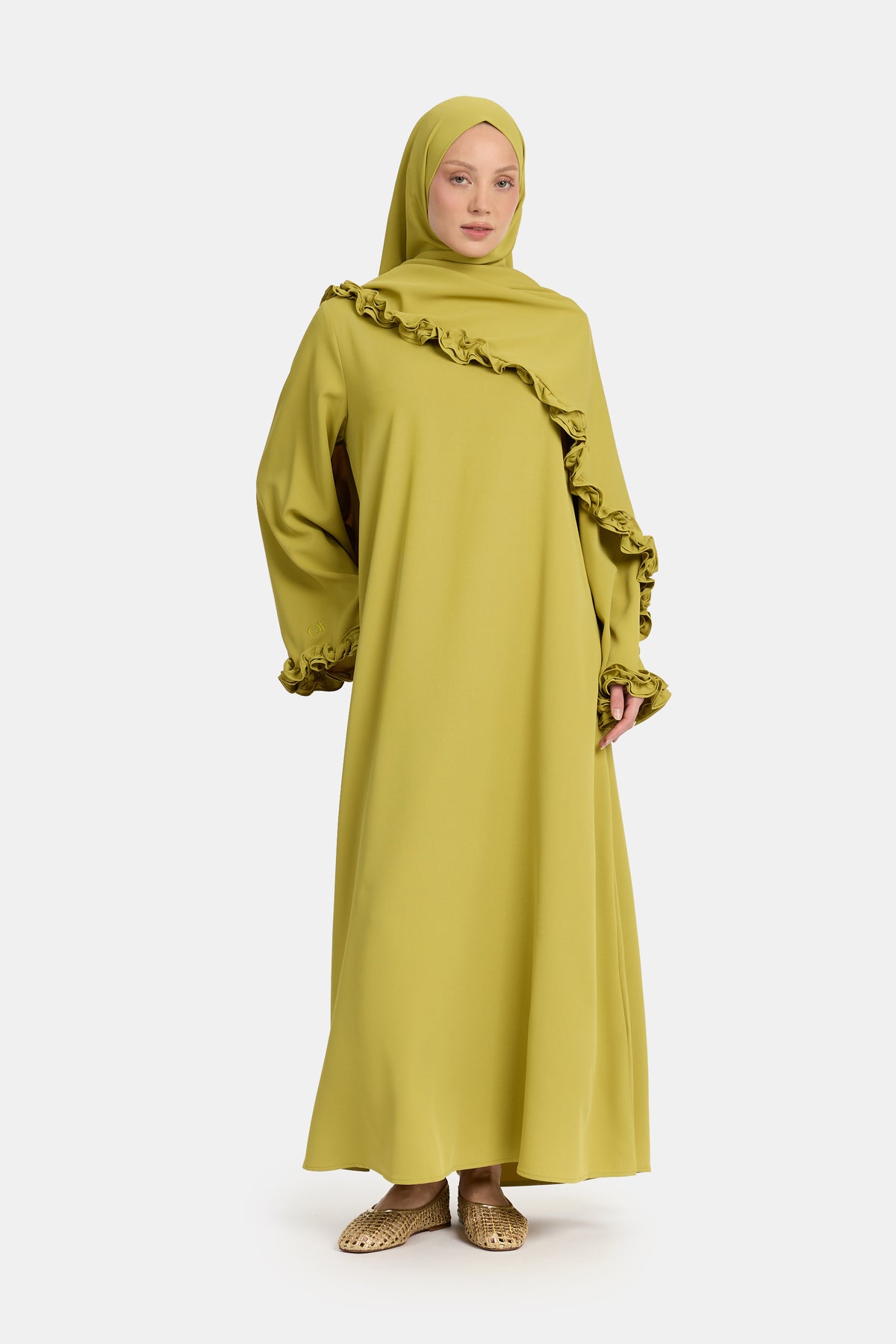 Abaya à volants ondulés Green Envy