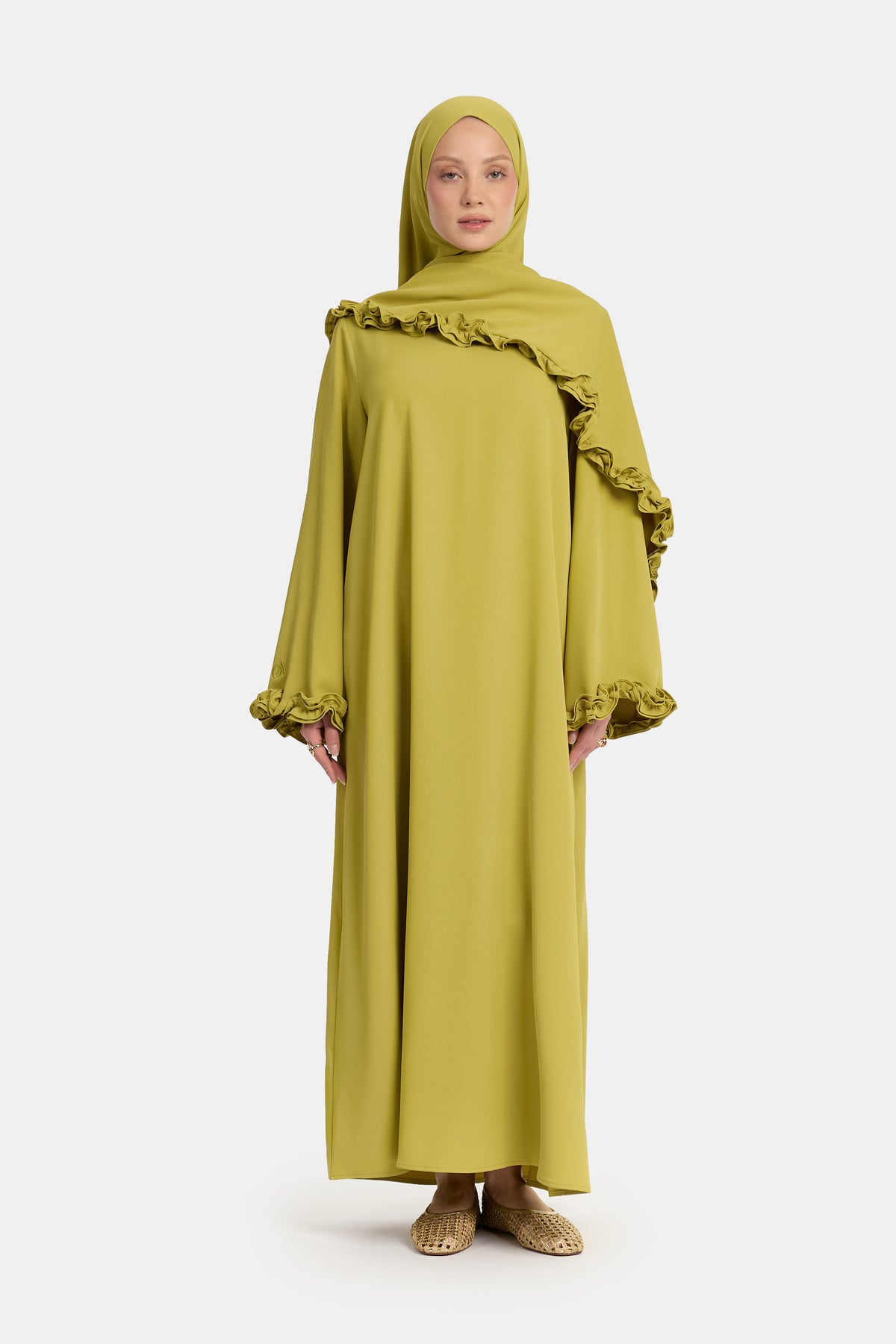 Abaya à volants ondulés Green Envy