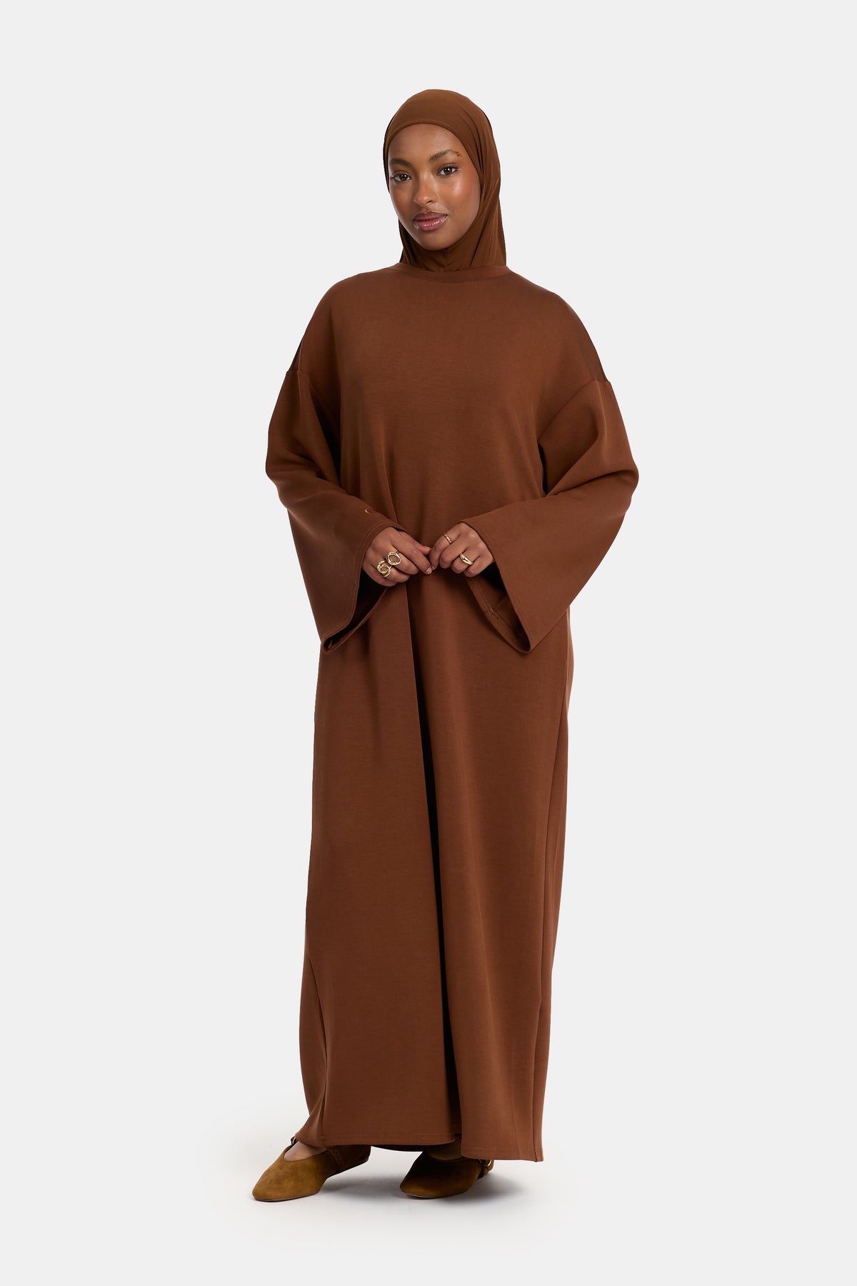 Abaya confortable marron toffee (lyocell)