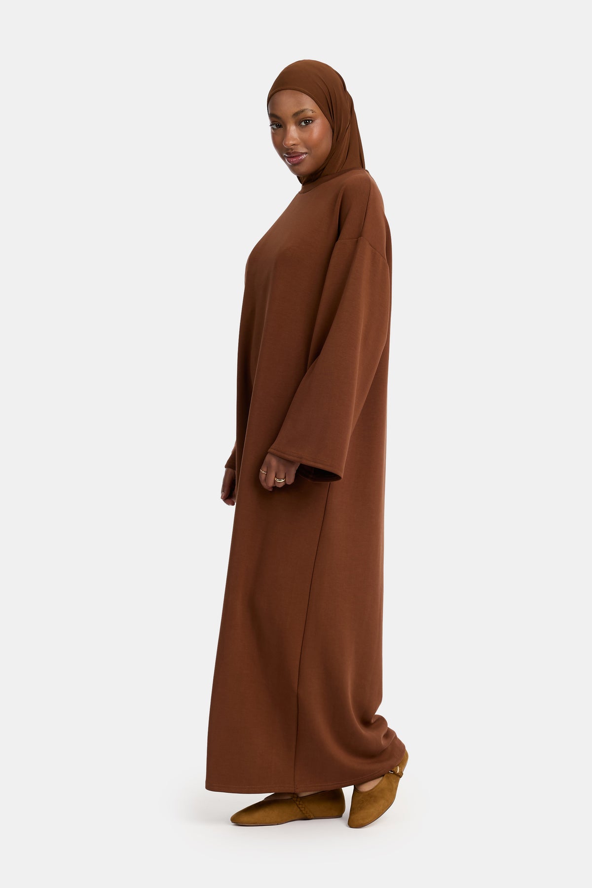 Abaya confortable marron toffee (lyocell)