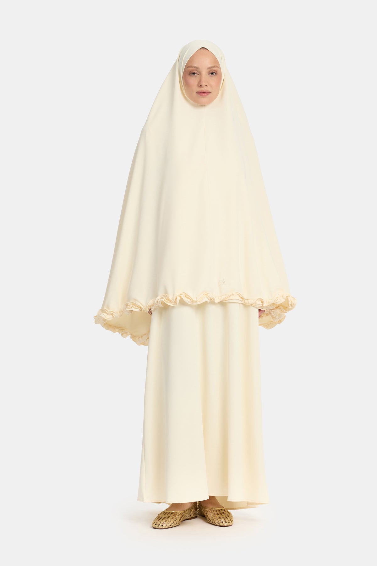 Wavy ruffle khimar Egret