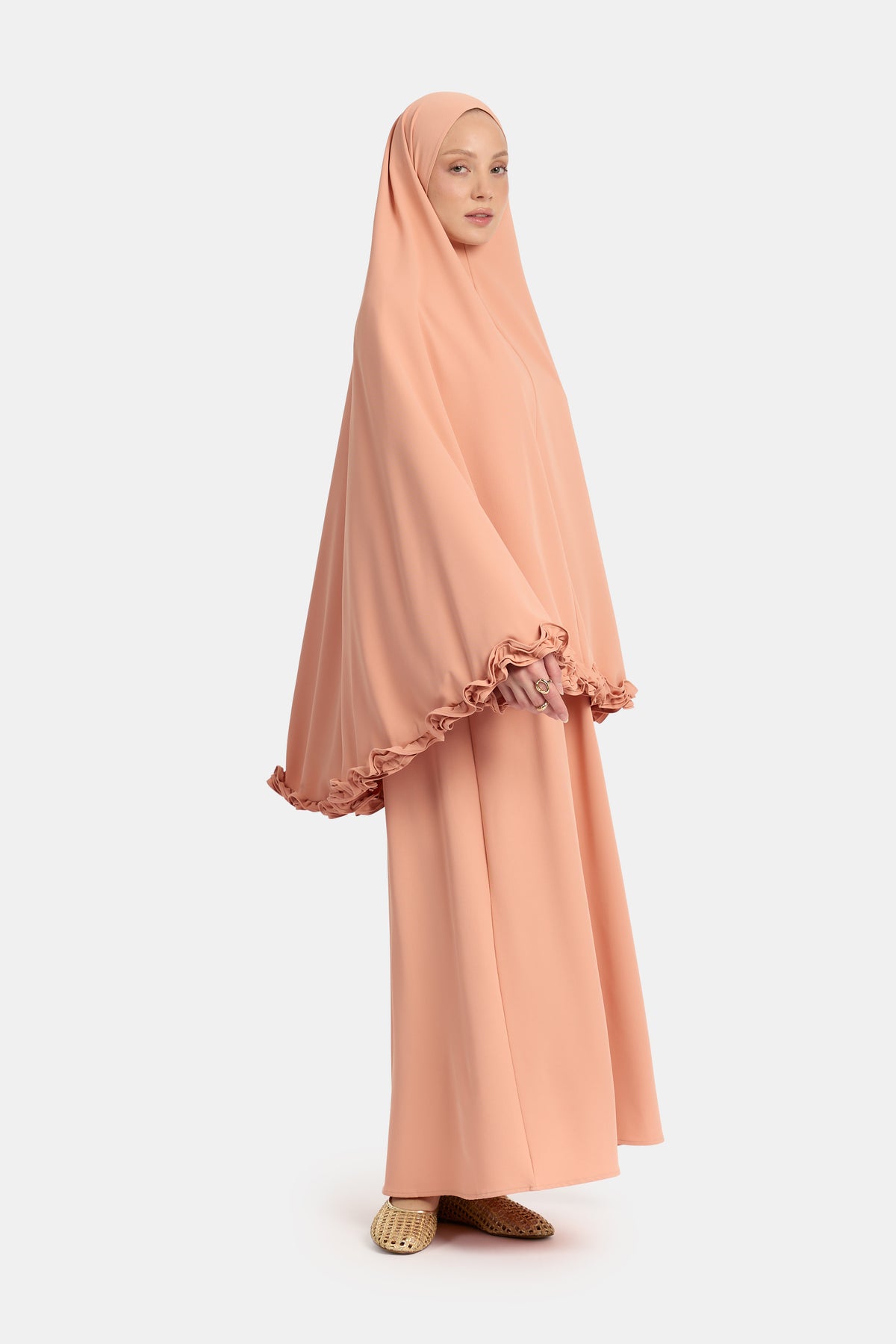 Wavy ruffle khimar Muted Clay