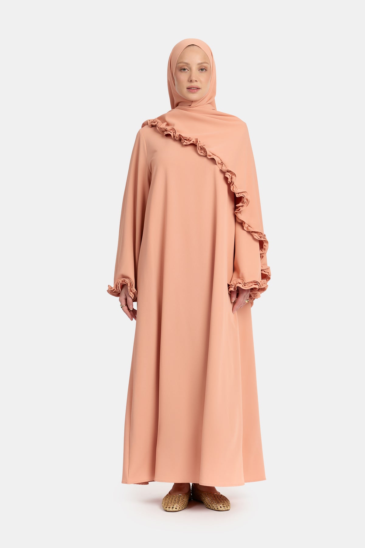 Abaya à volants ondulés Muted Clay