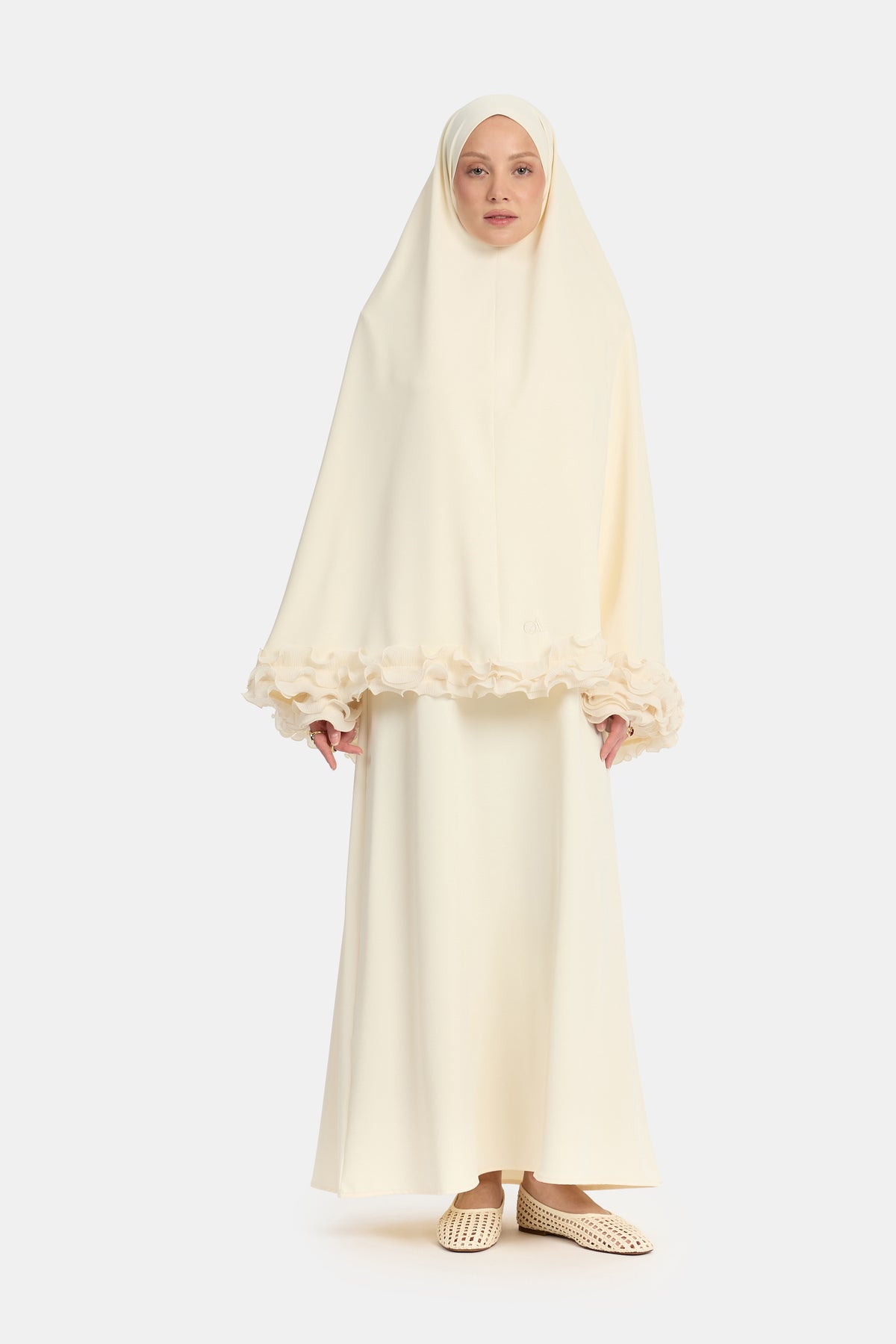 Wrinkle chiffon khimar Egret