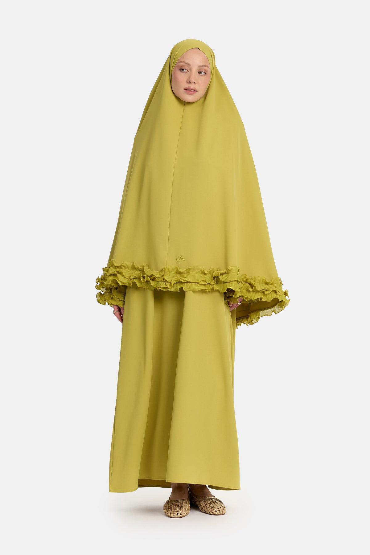 Wrinkle chiffon khimar Green Envy