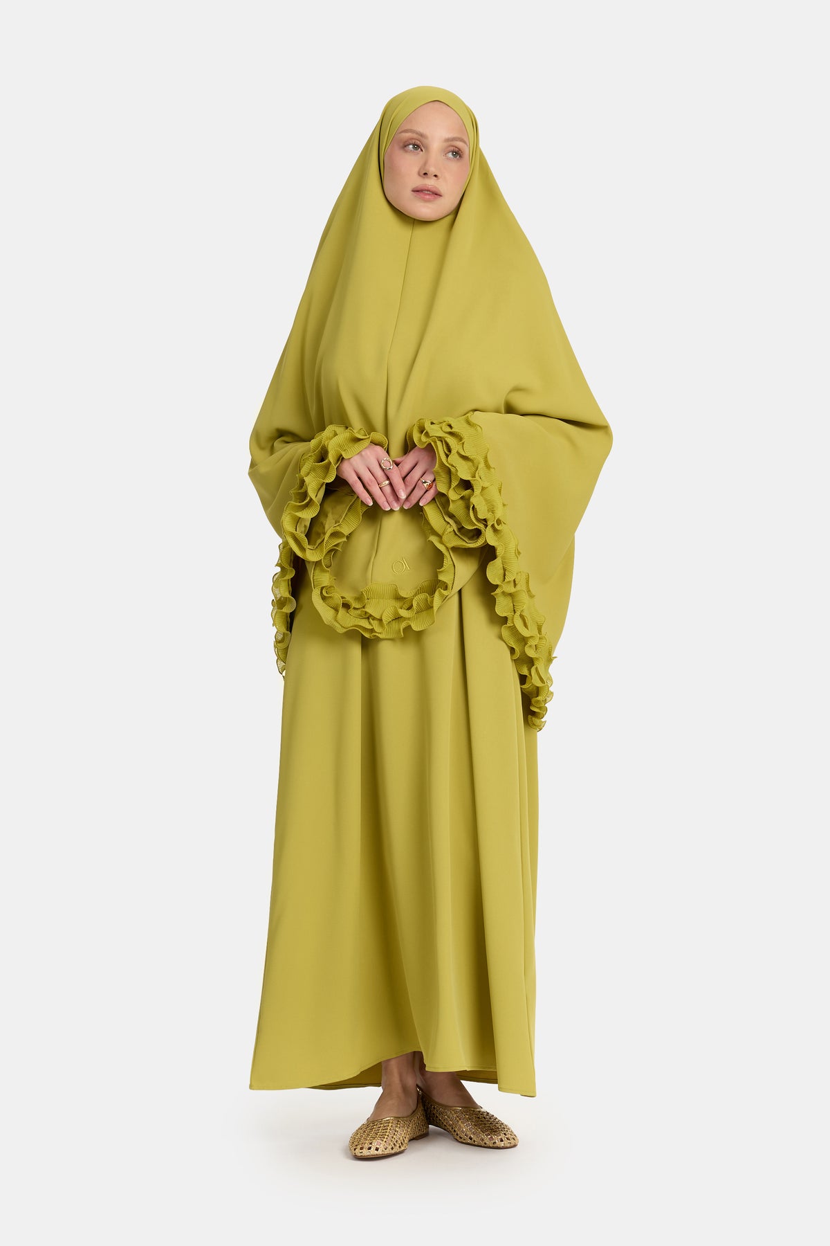 Wrinkle chiffon khimar Green Envy