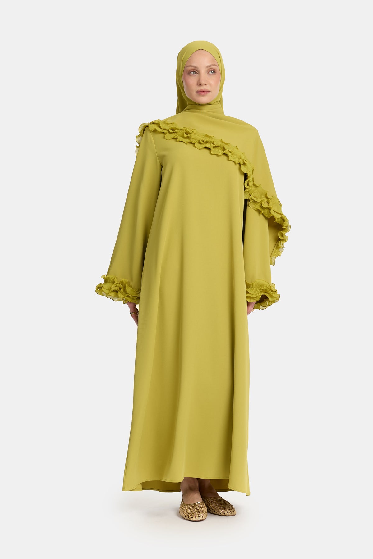 Wrinkle chiffon abaya Green Envy
