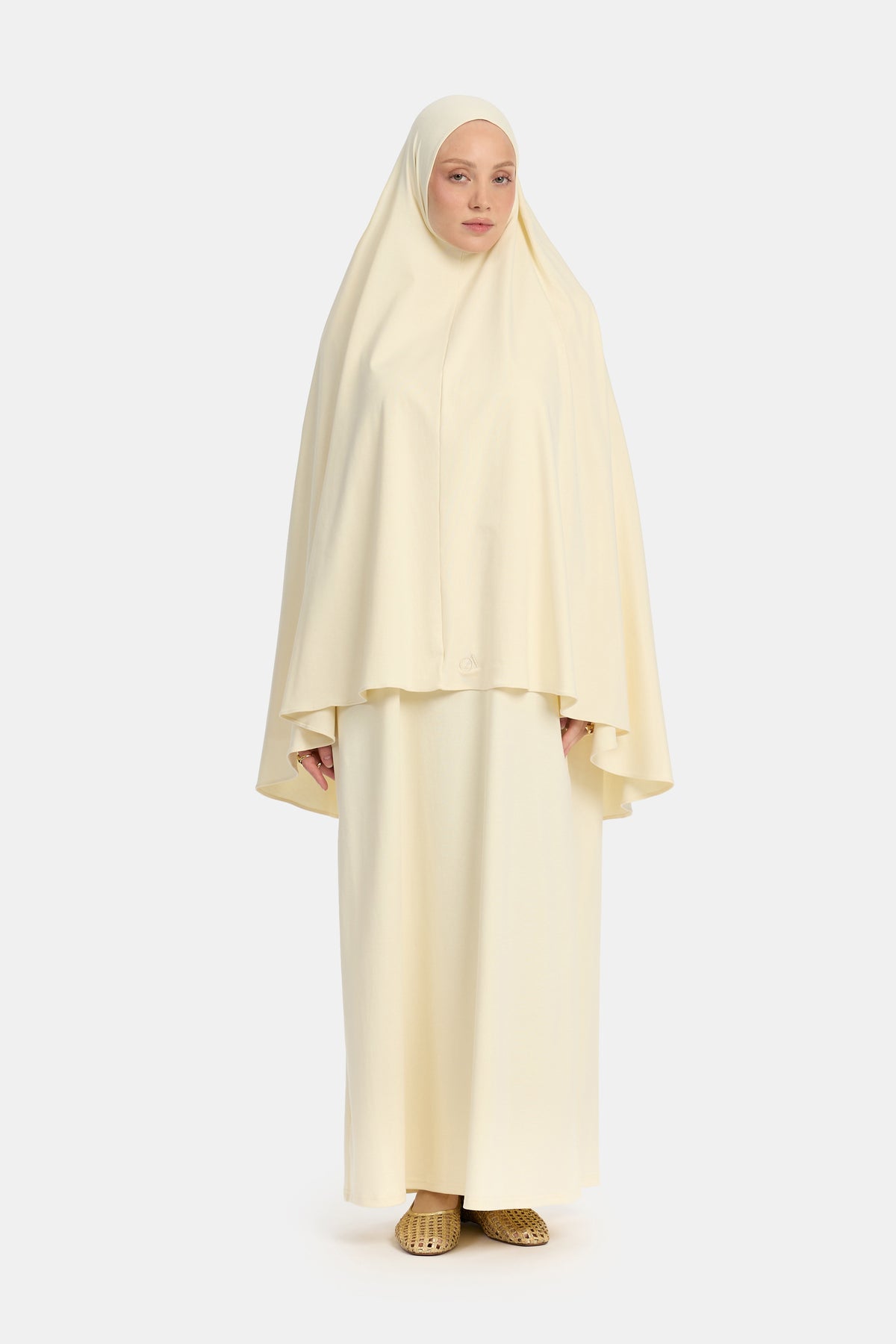 Khimar en jersey de coton crème