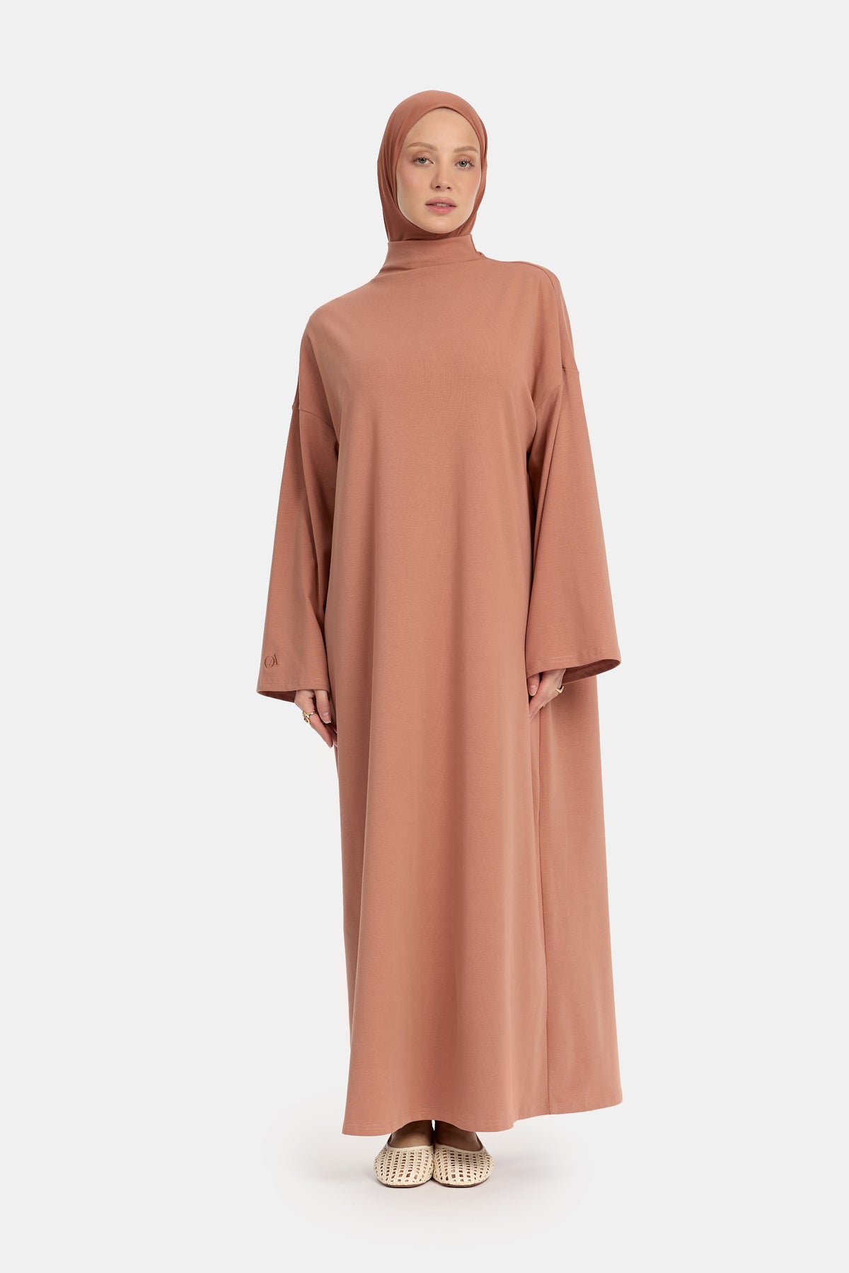 Abaya en jersey de coton à col montant Dark Terra