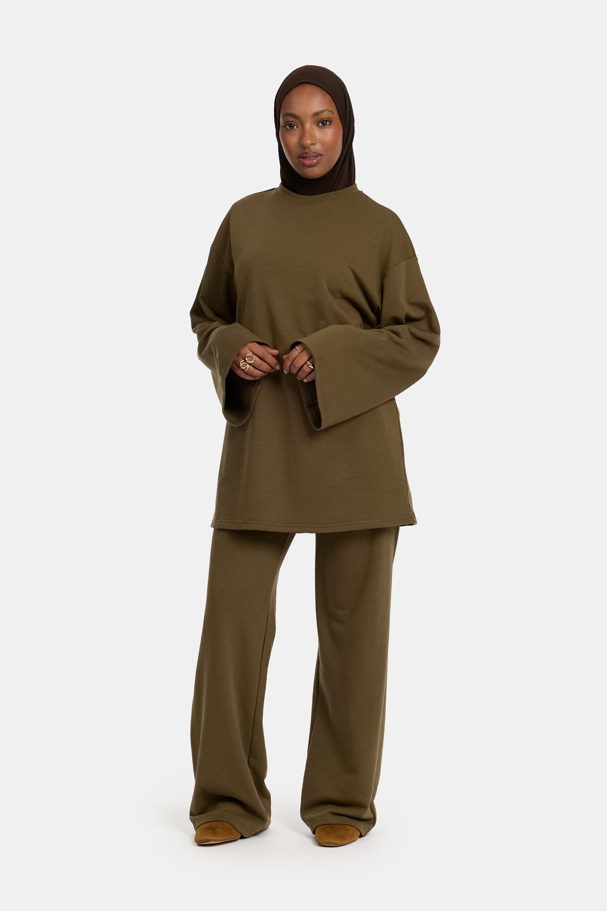 Ensemble confortable, vert militaire (coton)