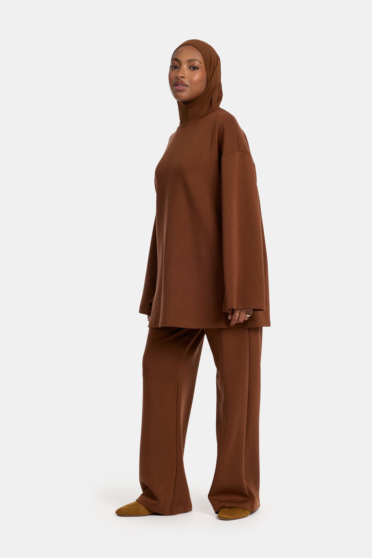 Ensemble deux pièces confortable marron caramel (Lyocell)
