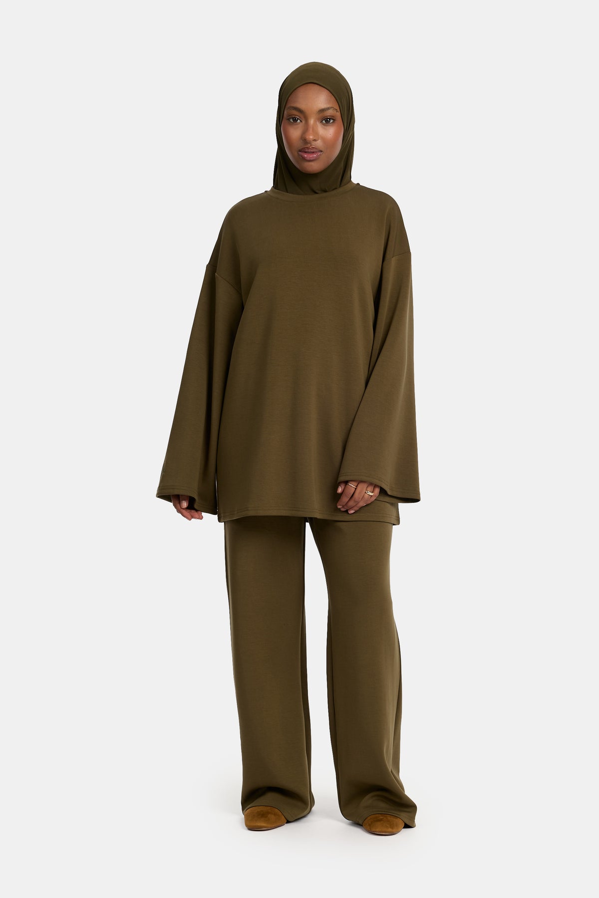 Bequemes Twinset Moosgrün (Lyocell)