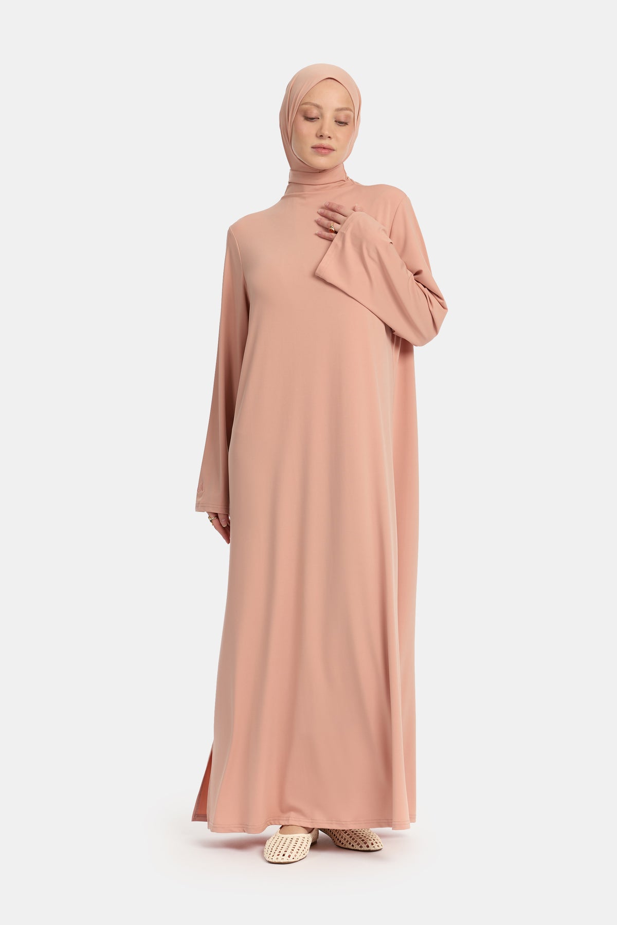 Premium jersey abaya Coral