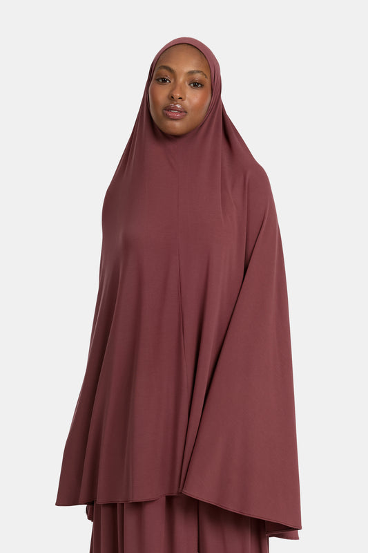 Atmungsaktives Jersey-Khimar Dusty Red Mahogany