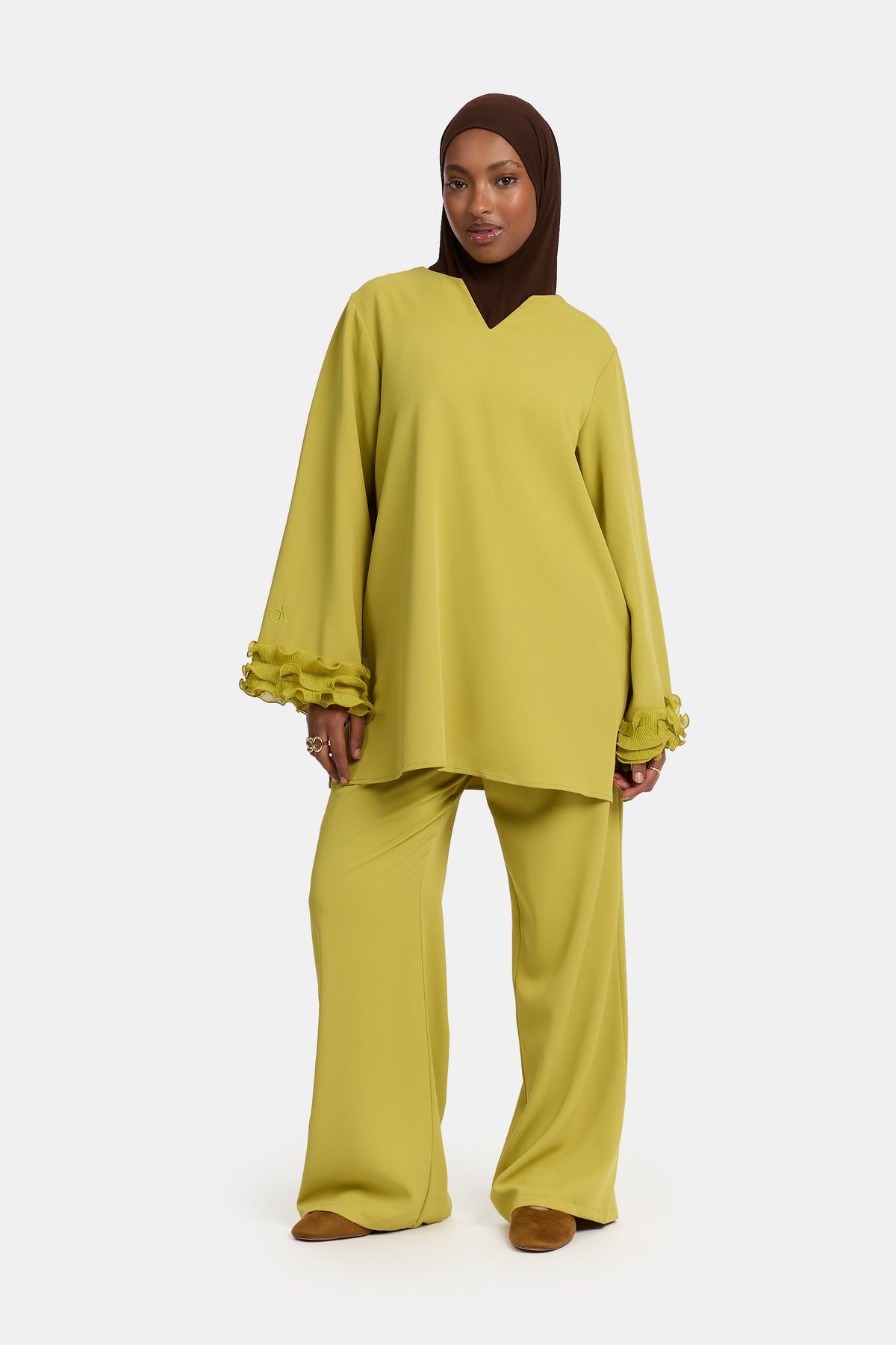 Wrinkle chiffon twinset Green Envy