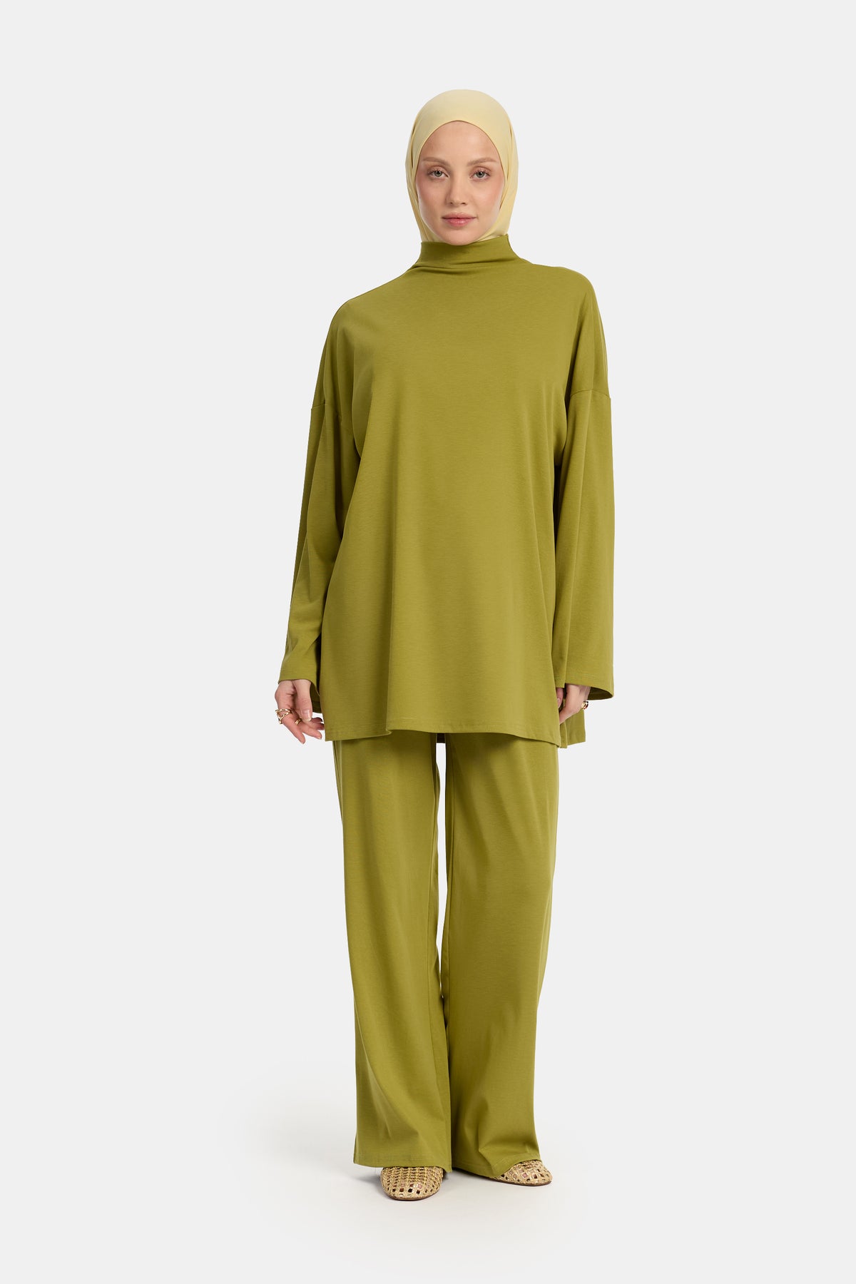 Ensemble deux pièces en jersey de coton à col montant Green Envy