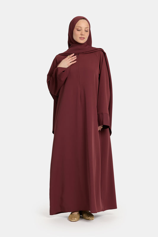 Oversized Abaya Rot Mahagoni