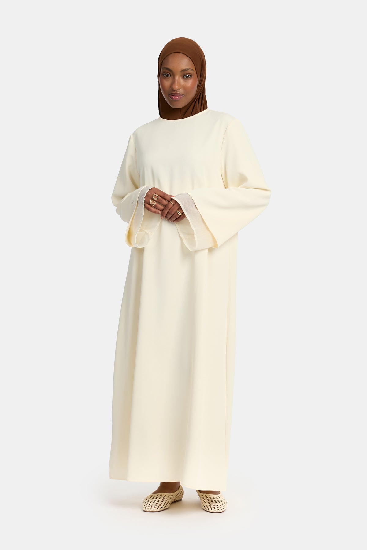 Abaya à doubles manches Egret