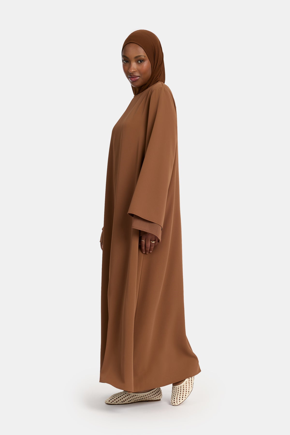 Abaya mit doppelten Ärmeln Toffee