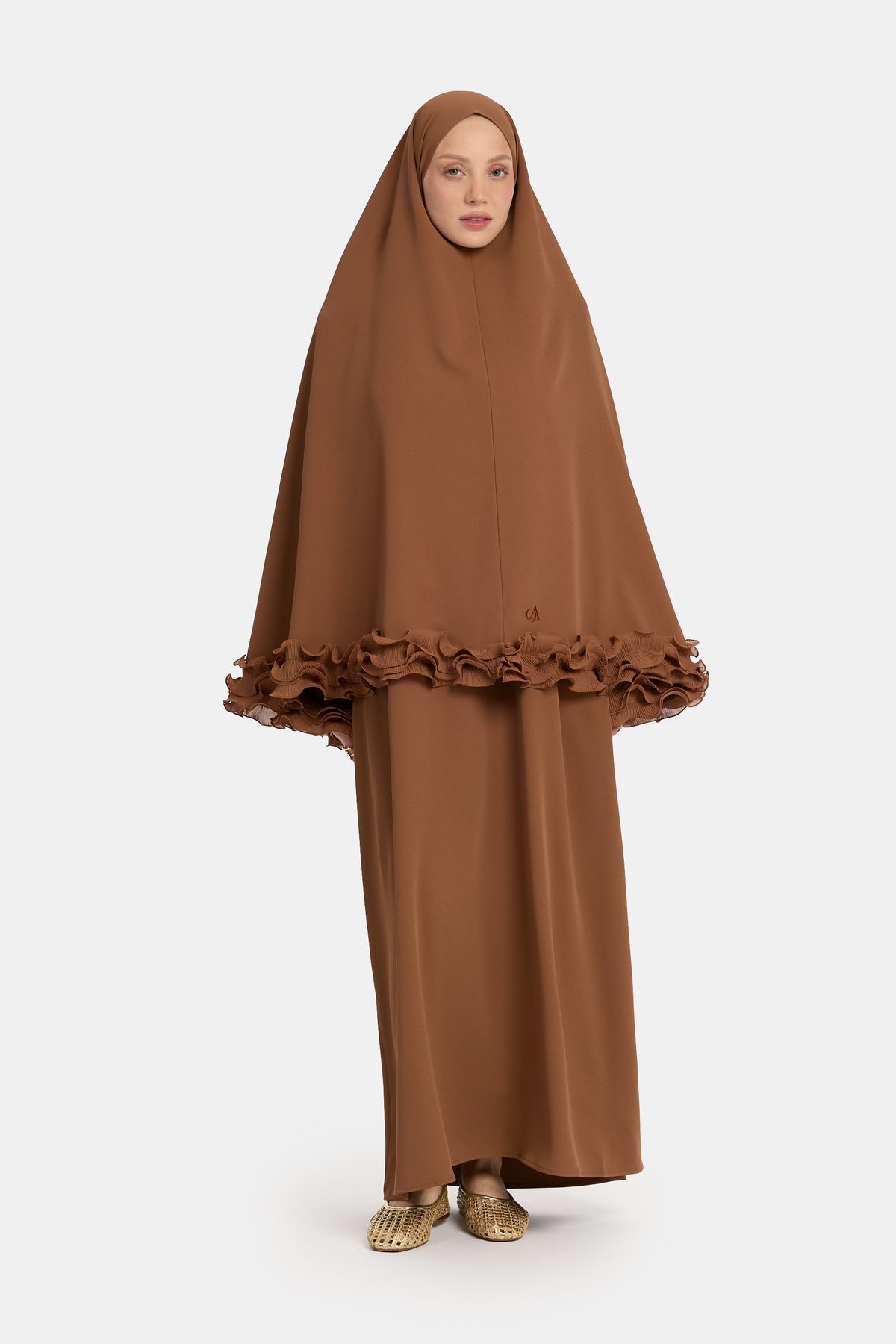 Wrinkle chiffon khimar Toffee