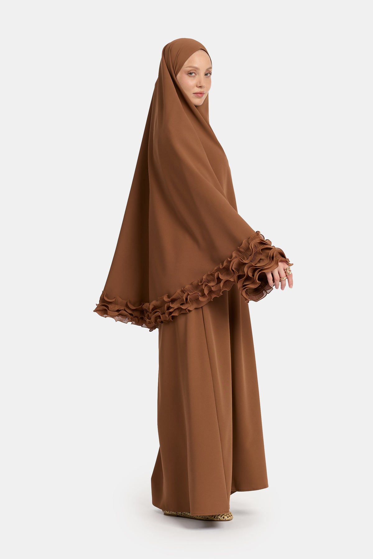 Wrinkle chiffon khimar Toffee