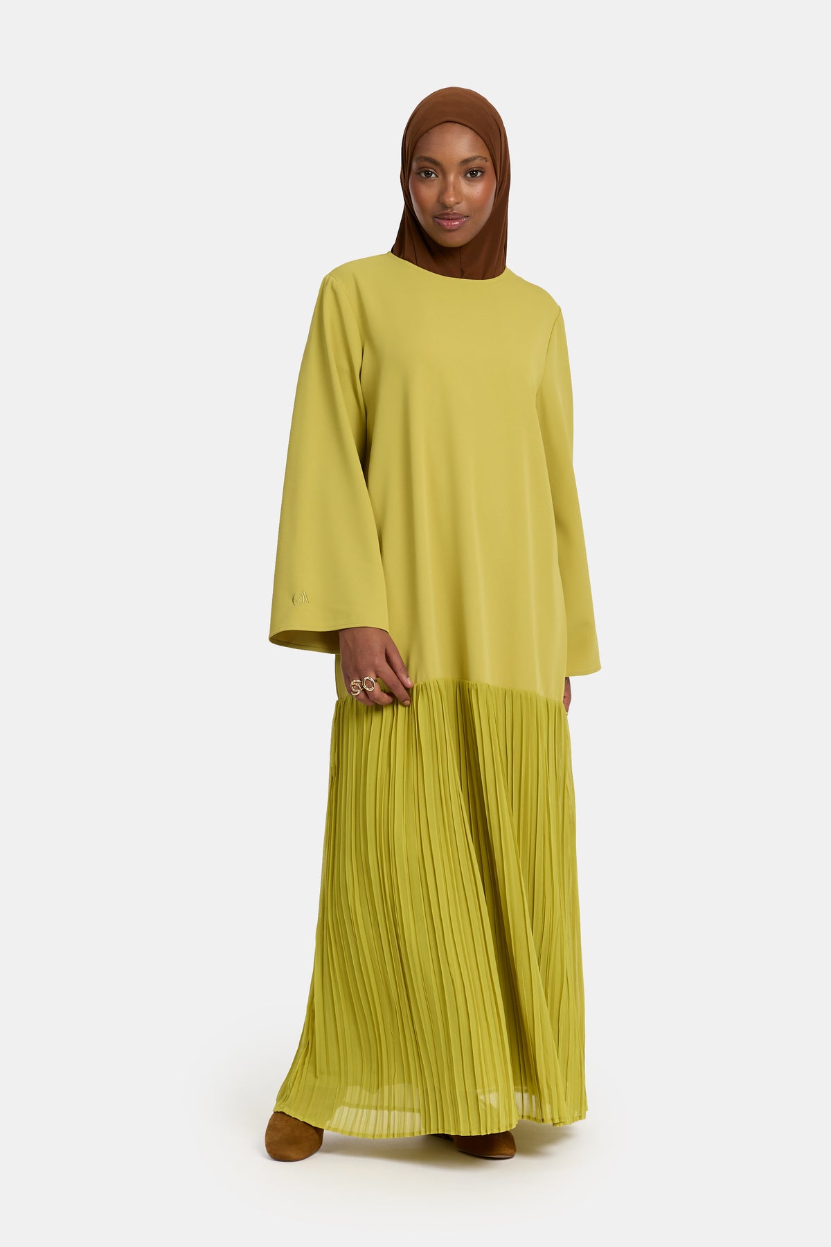 Pleated skirt abaya Green Envy
