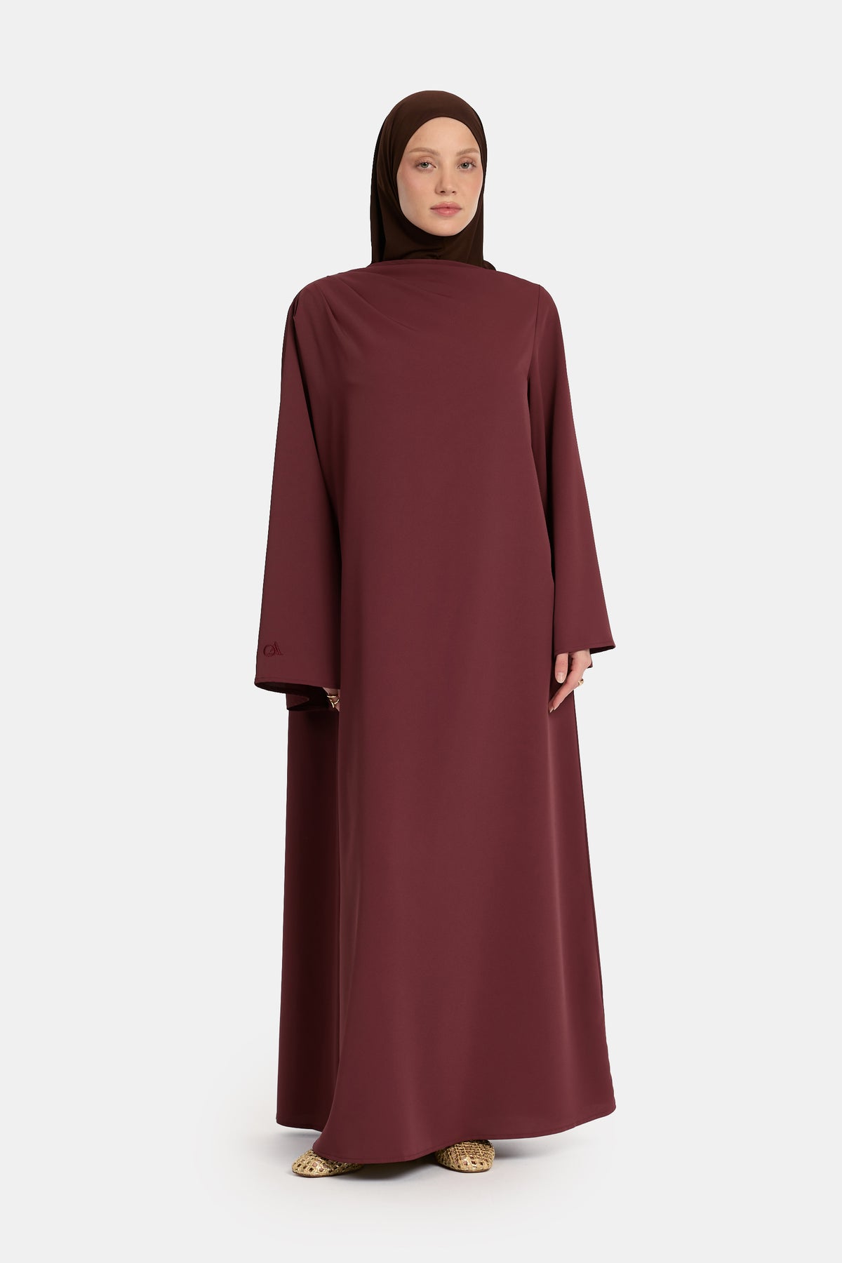 Asymmetrische Abaya Mahagonirot