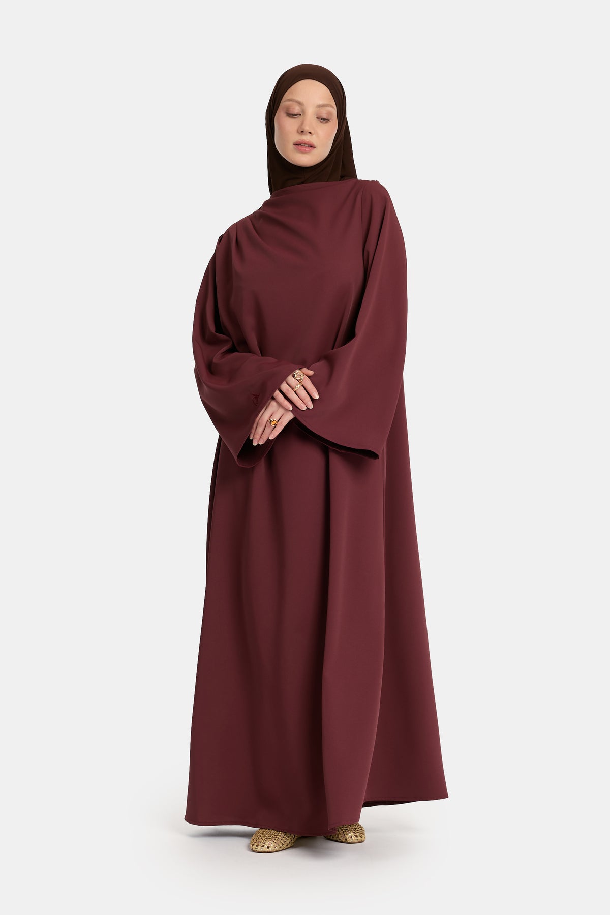 Asymmetrische Abaya Mahagonirot