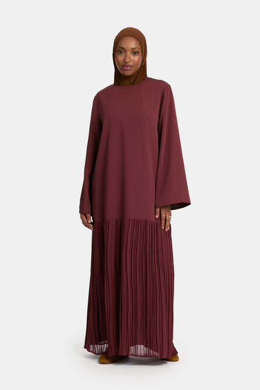 Plisse-Abaya Mahagonirot