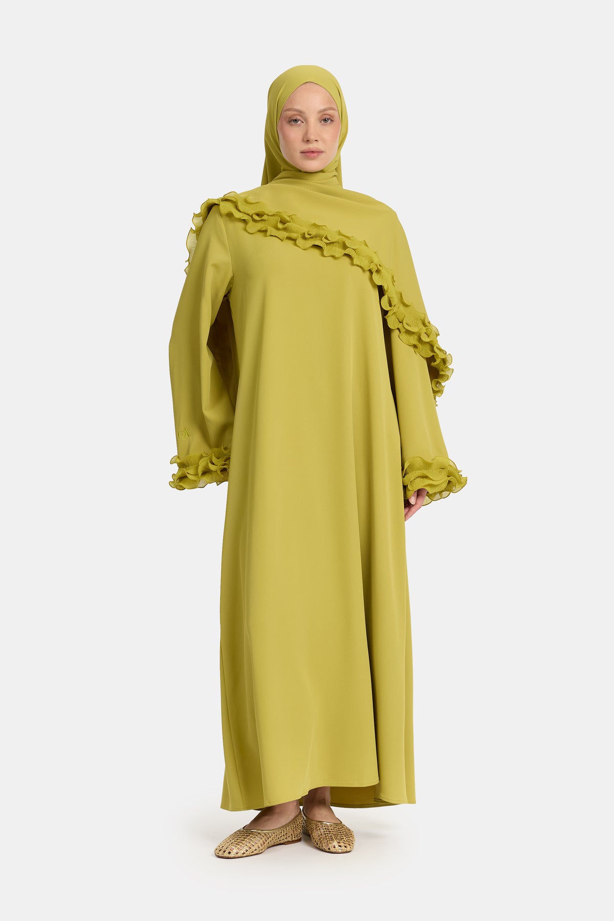 Wrinkle chiffon abaya Green Envy