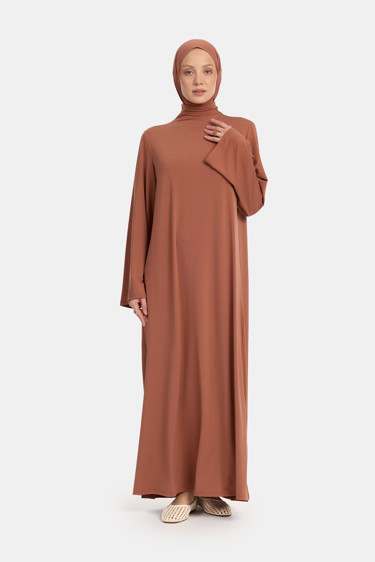 Abaya en jersey premium argile brûlée