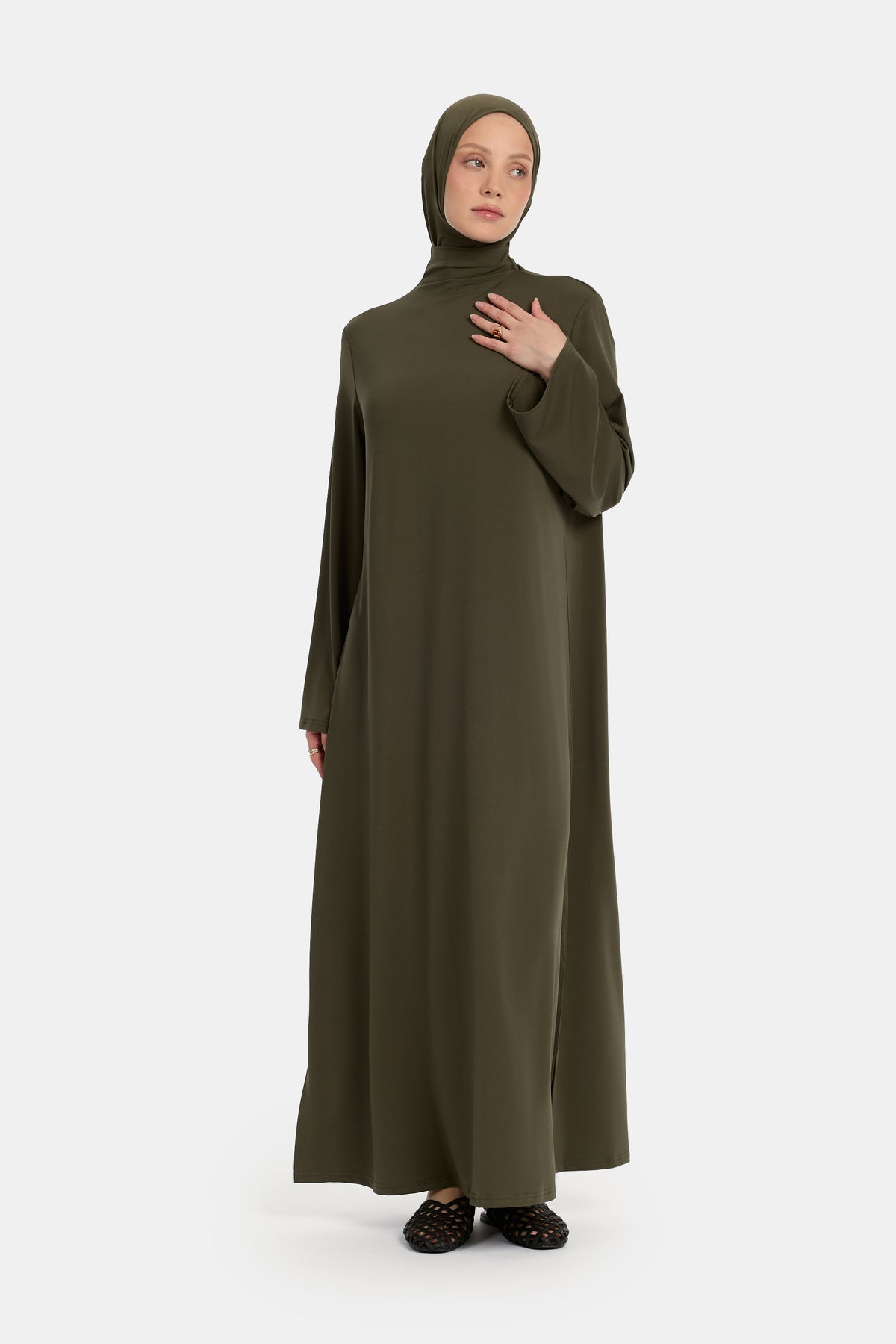 Abaya en jersey premium Olive Brûlée