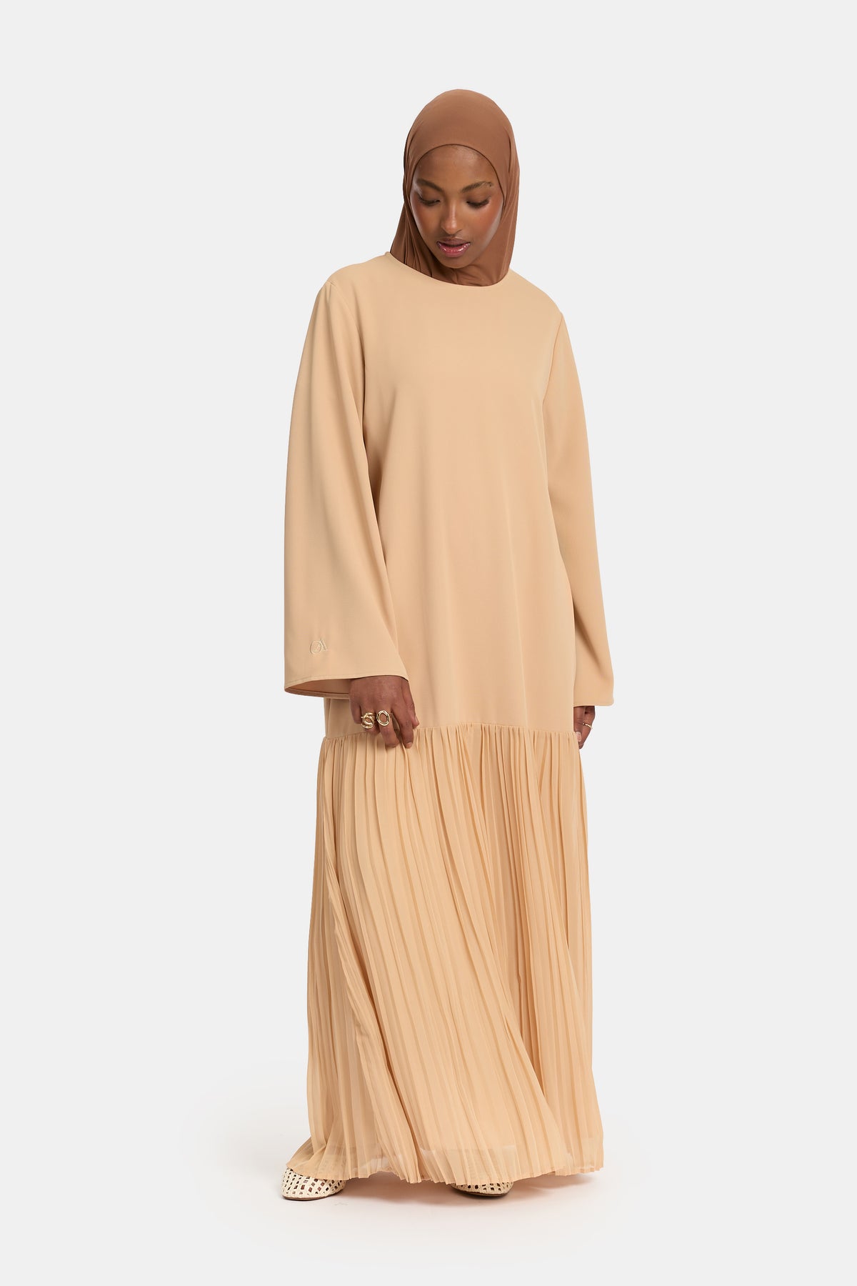 Abaya jupe plissée gingembre confit