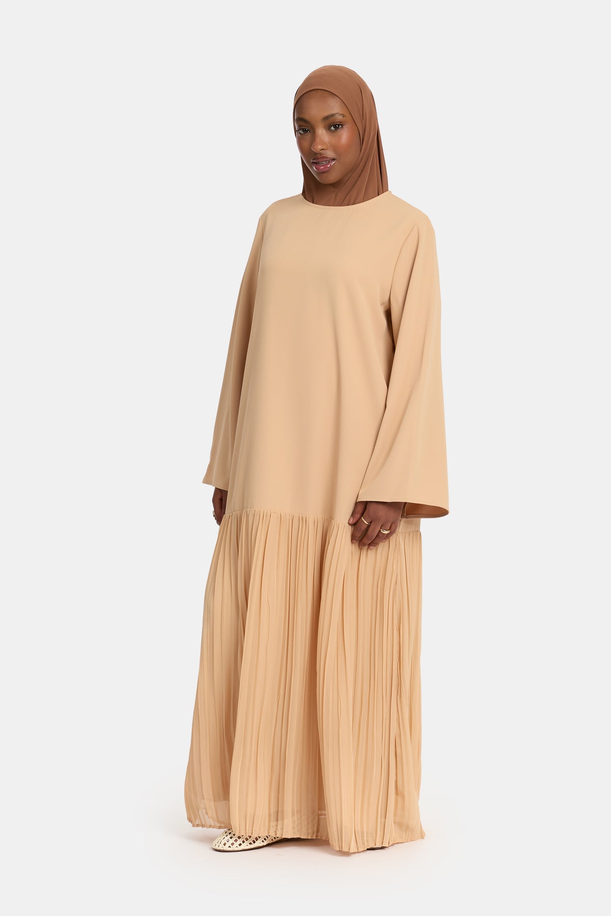 Abaya jupe plissée gingembre confit