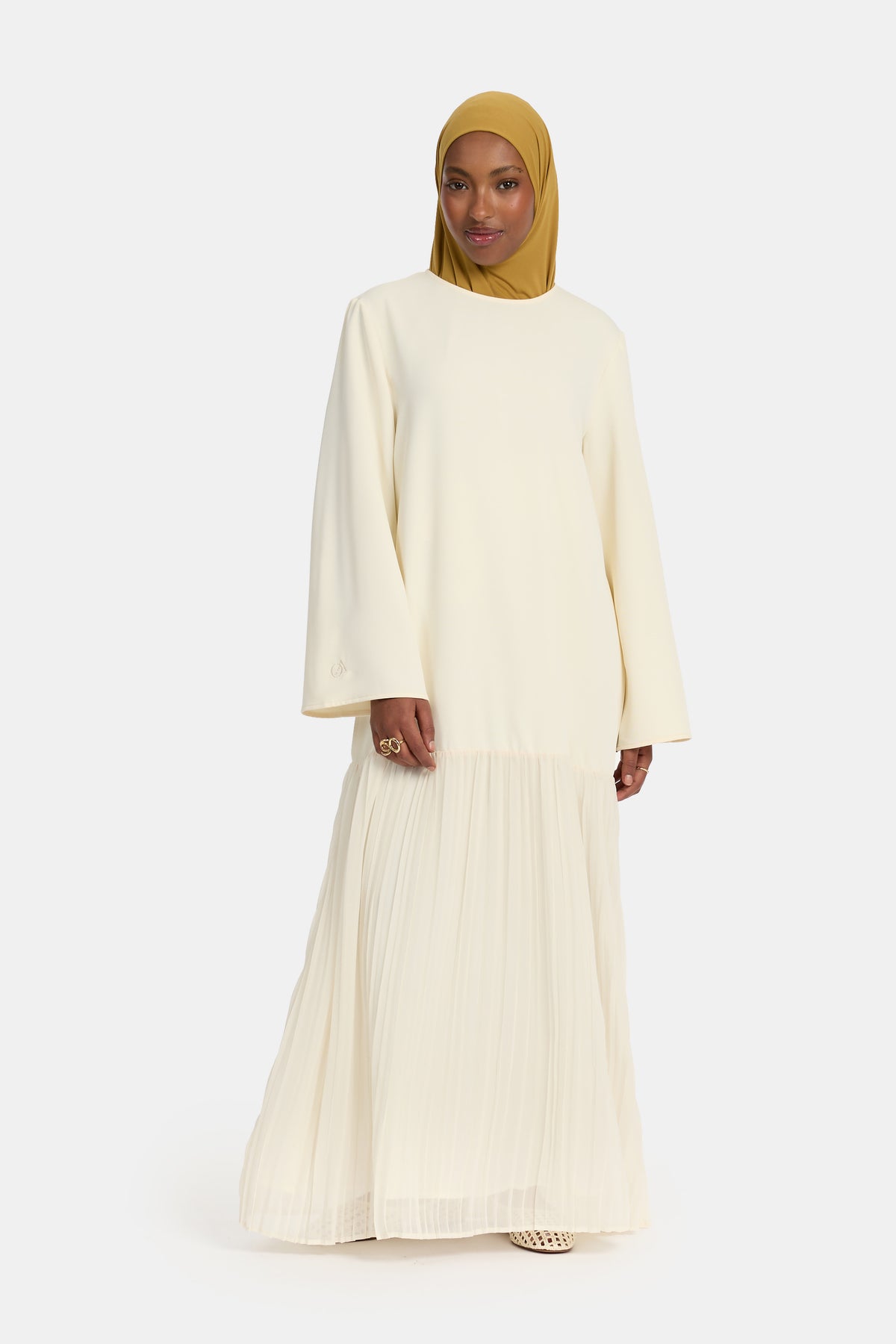 Pleated skirt abaya Egret