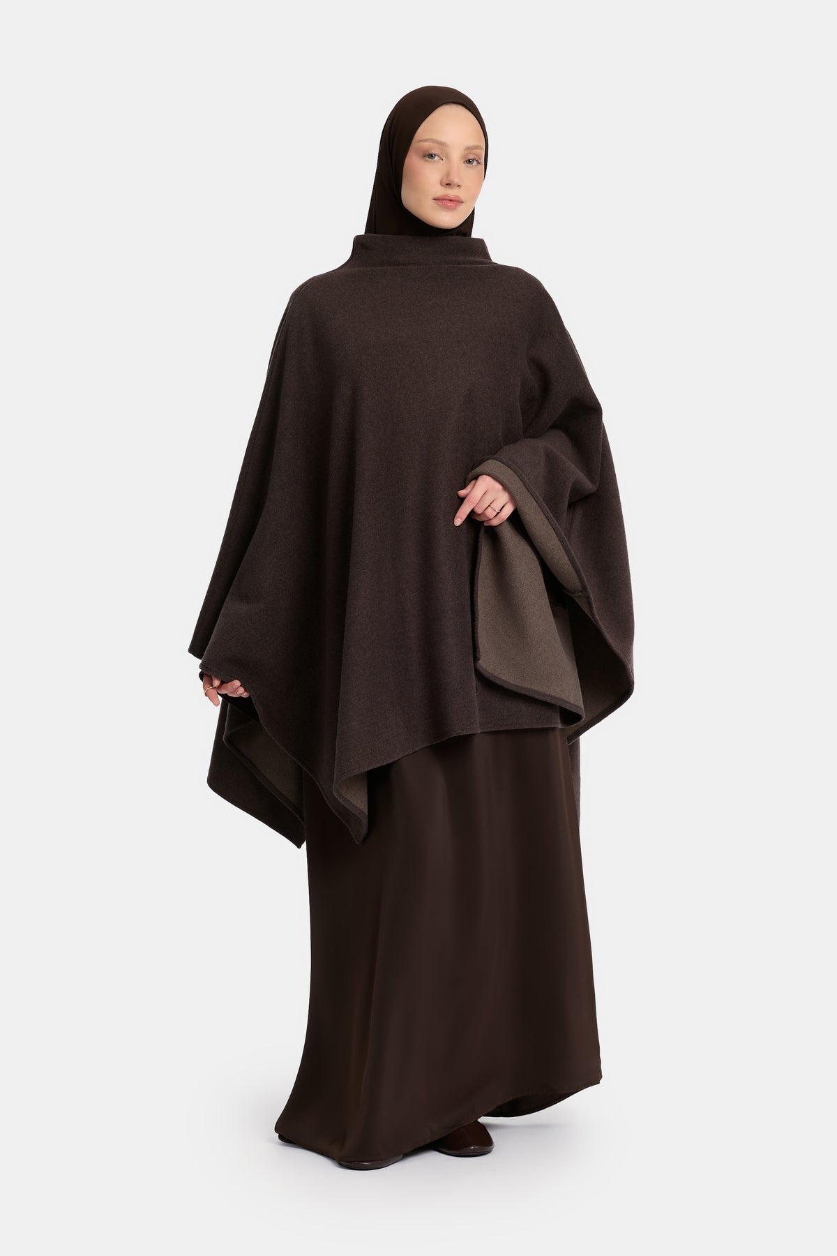 Poncho marron foncé