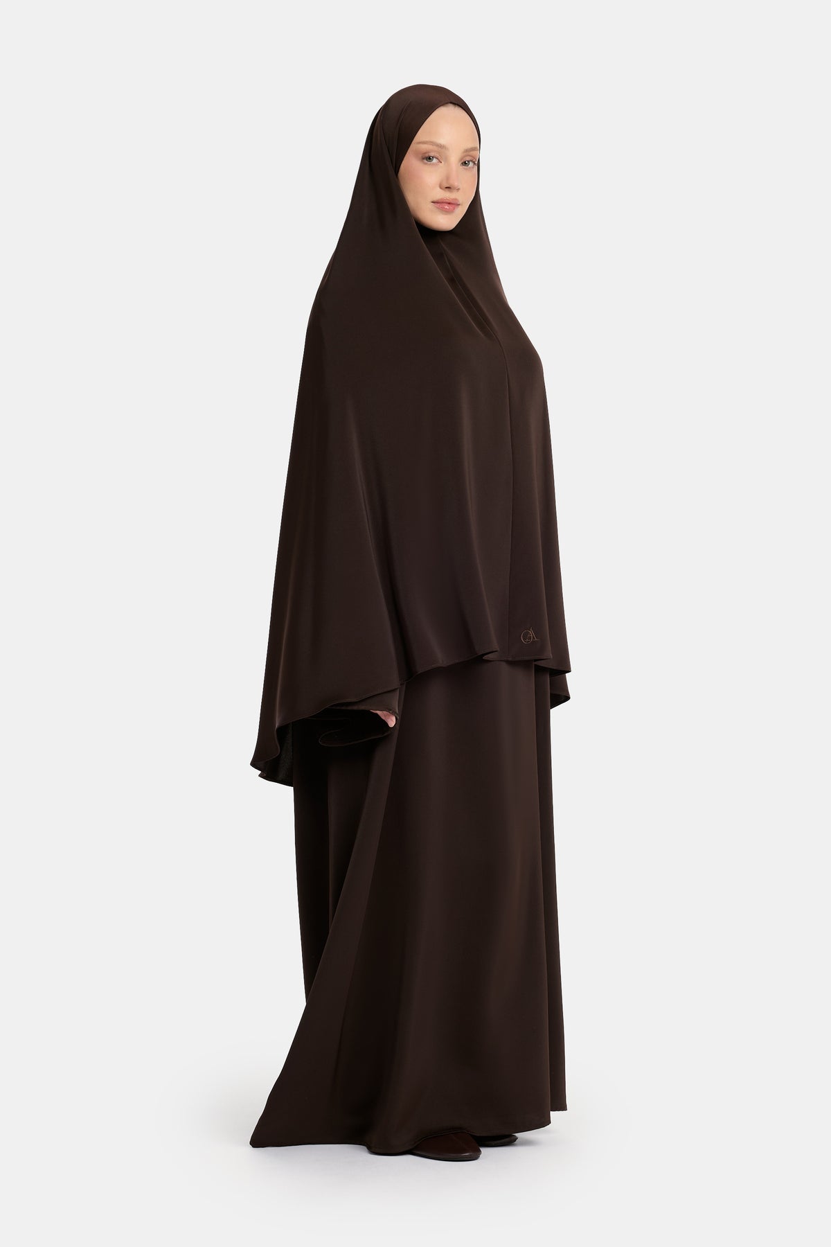 Satin Basic Khimar Tiefbraun