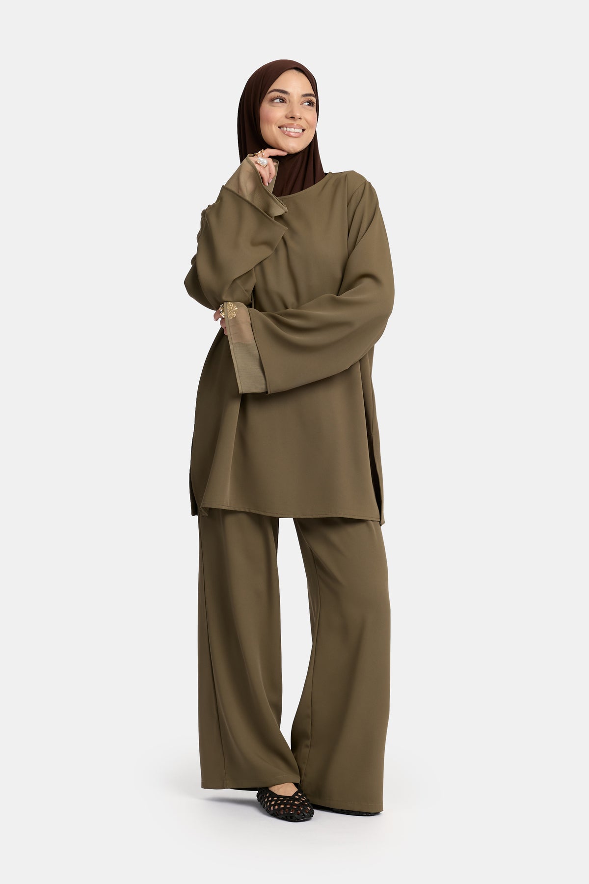 Double-Sleeve-Twinset Burnt Olive