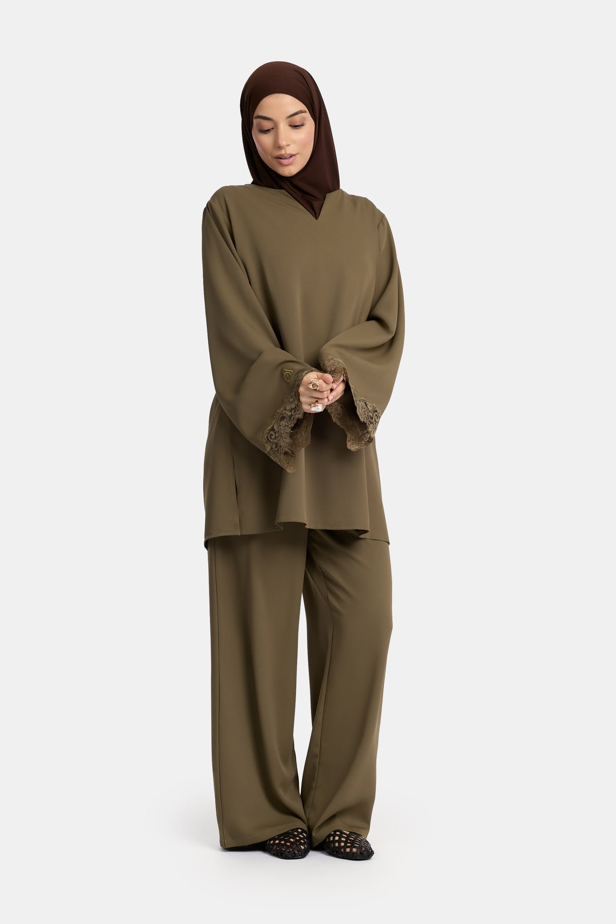 Lace wavy edge Twinset Burnt Olive