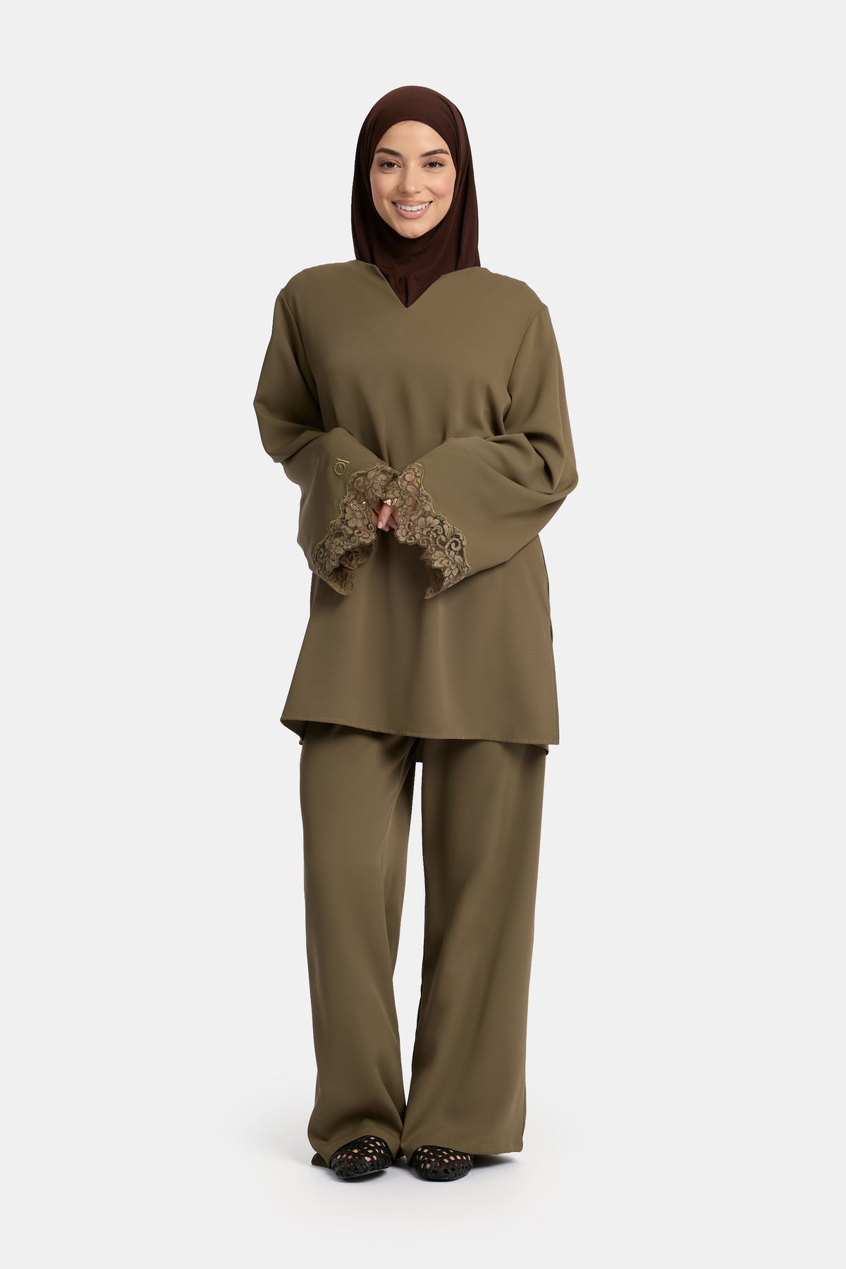 Lace wavy edge Twinset Burnt Olive