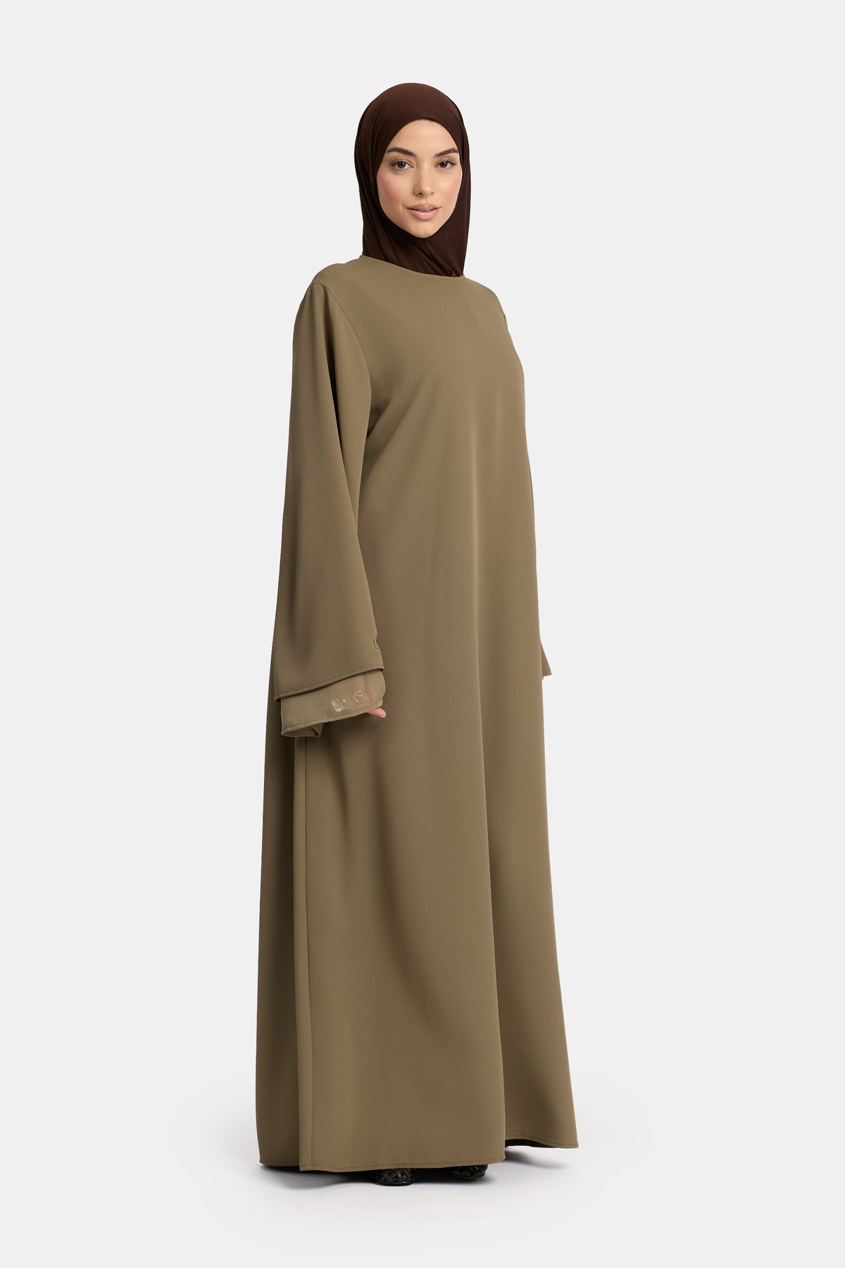 Abaya à double manche Olive brûlée