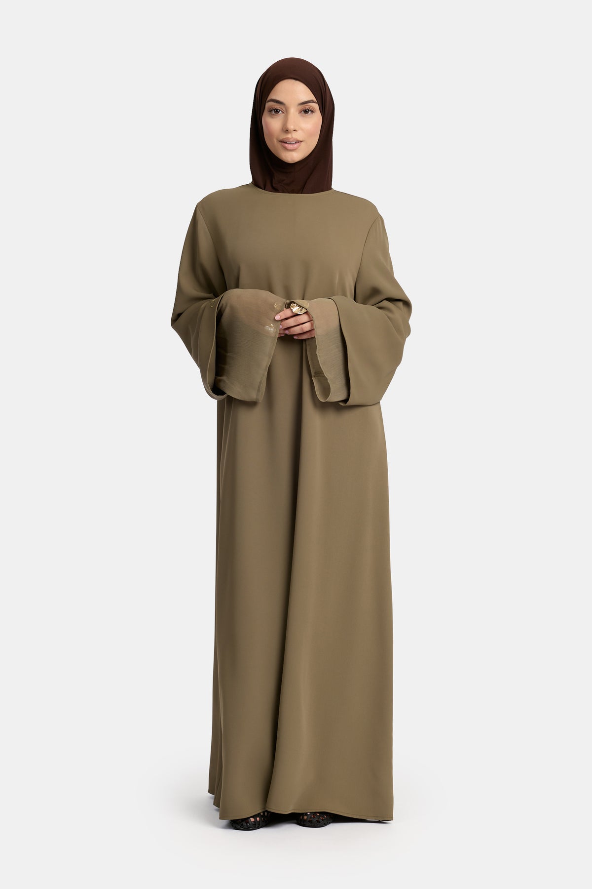Double-sleeve abaya in Burnt Olive
