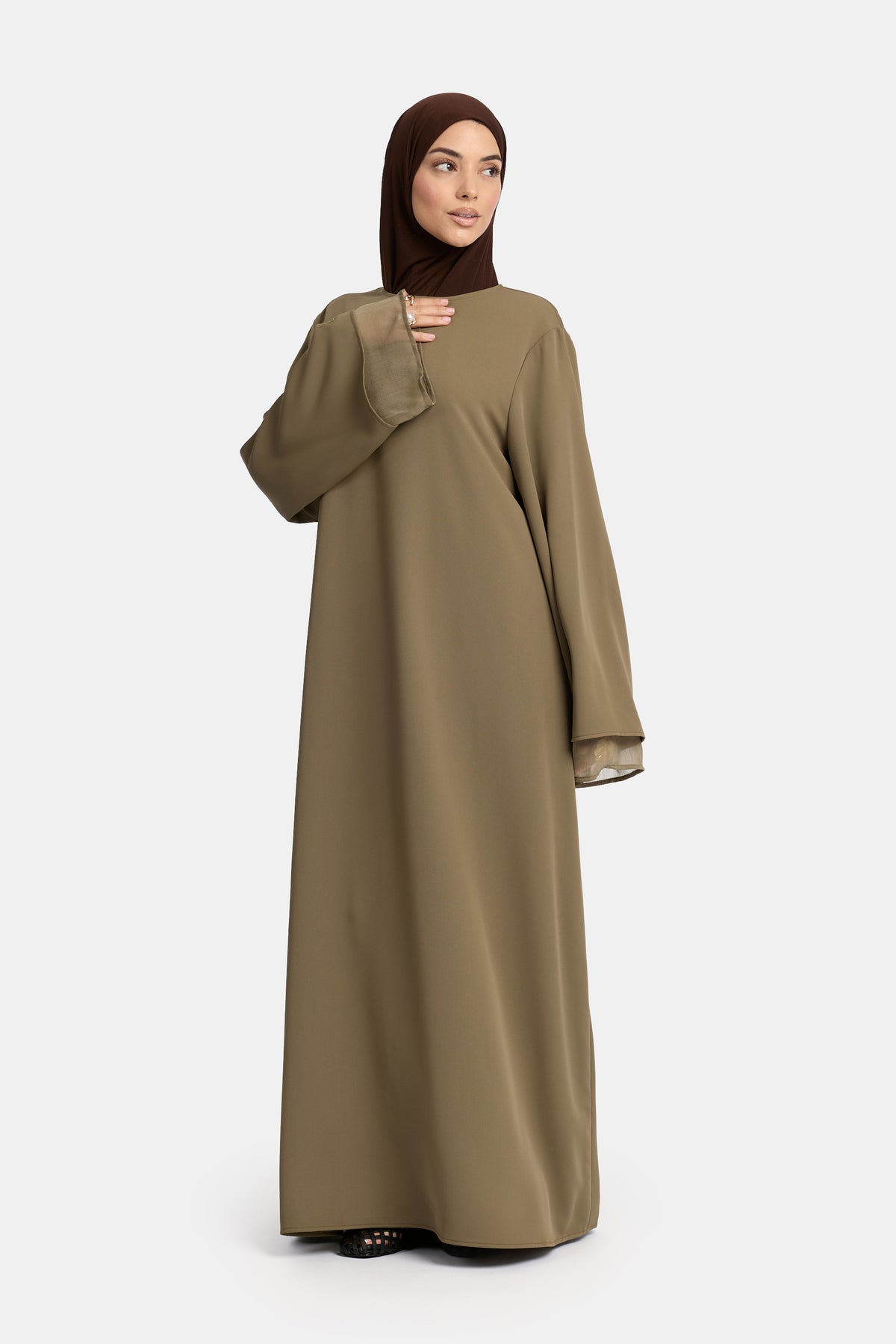 Abaya à double manche Olive brûlée