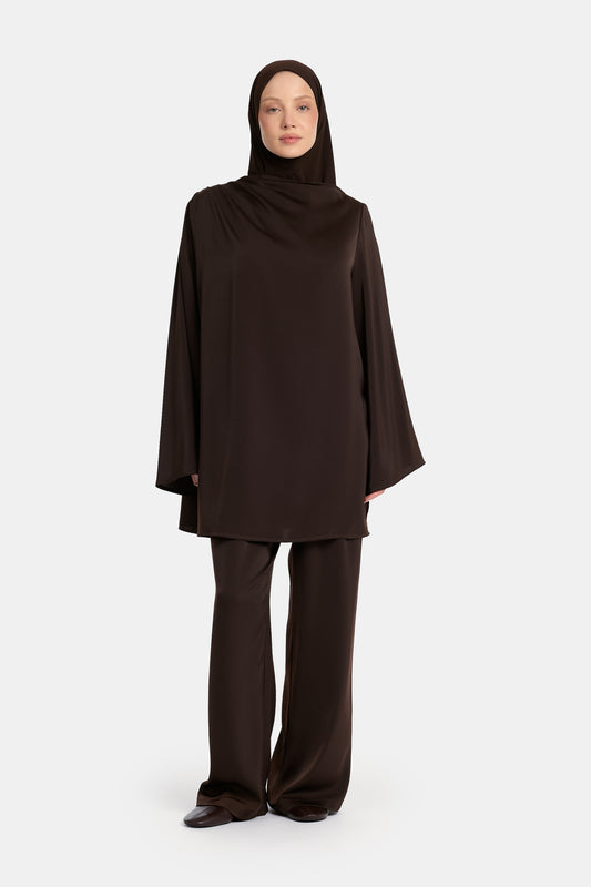 Asymmetrisches Twinset Deep Brown
