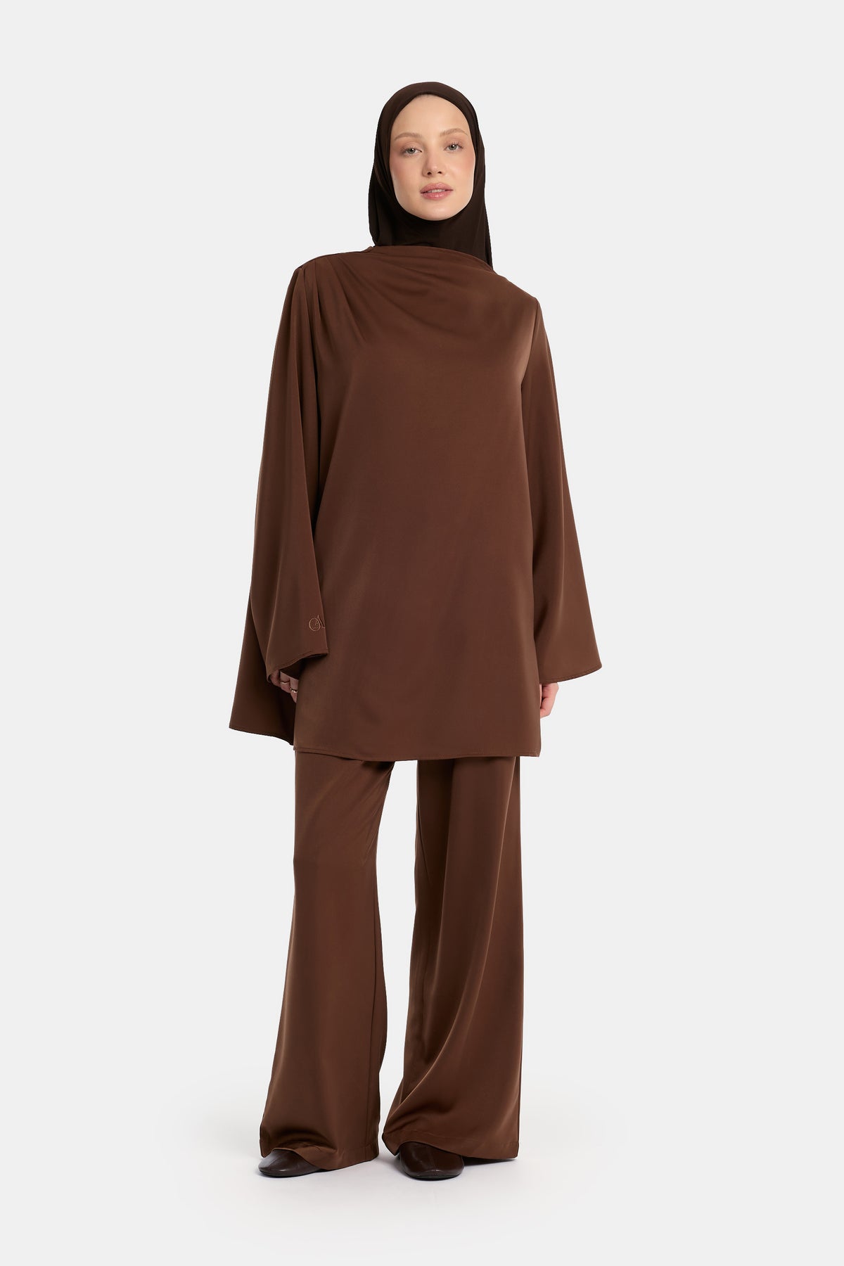 Asymmetrisches Twinset Braun