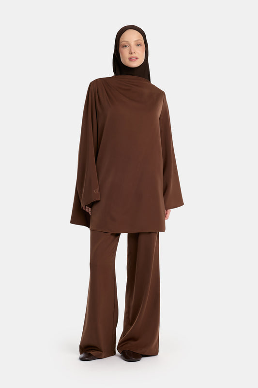 Asymmetrisches Twinset Braun