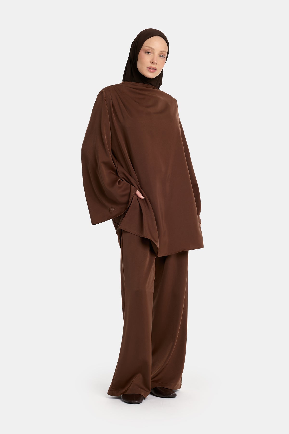 Asymmetrisches Twinset Braun