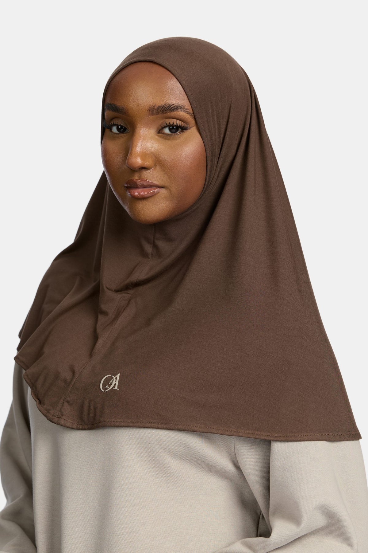 Bamboo jersey hijab Cacao